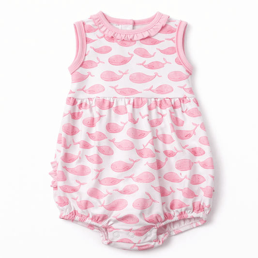 Magnolia Baby Azure Whales Print Bubble - Pink