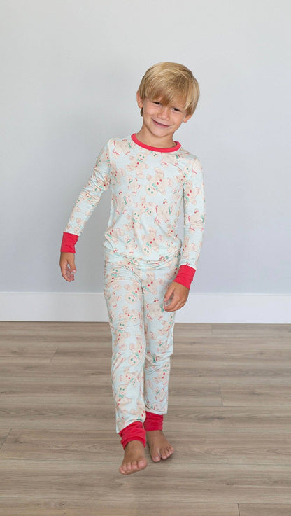 Sweet Bay Clothing - Blue Gingerbread Two Piece Pajama Pants Set