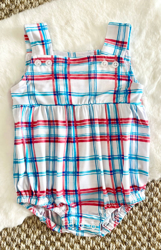 Sweet Bay Clothing - Blue/Red Plaid Snap Bubble