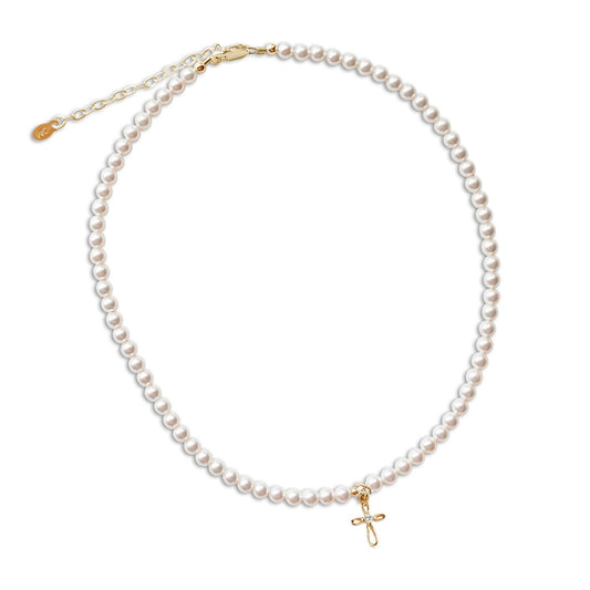 Cherished Moments - Girls 14K Gold Plated First Communion Kids Cross Necklace