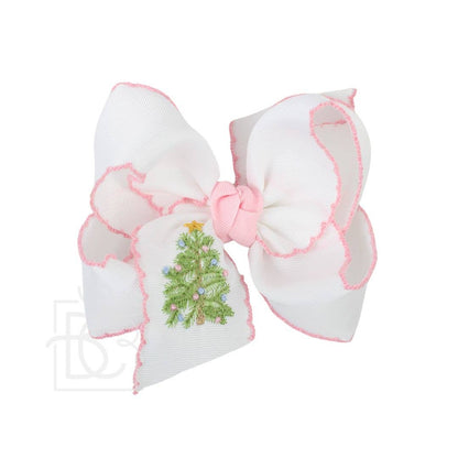 Beyond Creations, LLC - EMBROIDERED CHRISTMAS TREE CROCHET EDGE BOWS