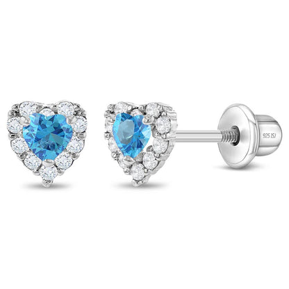 In Season Jewelry - Princess Heart CZ Baby / Toddler Earrings - Sterling Silver