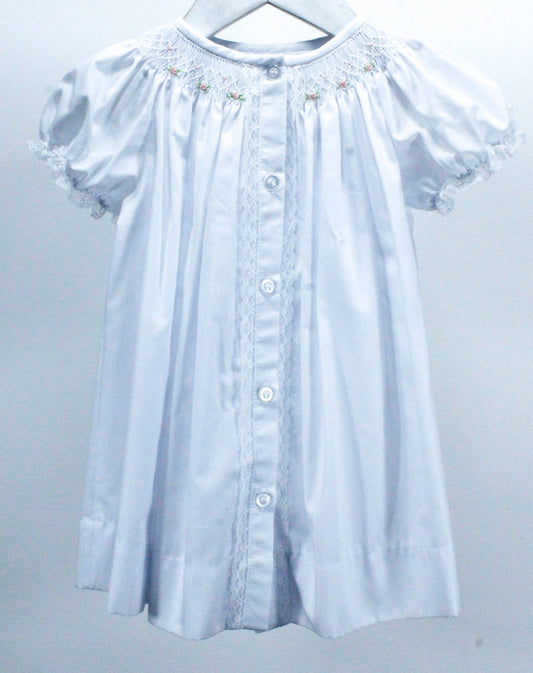 Baby Blessings Clothing - White Geometric Flowers Sophia Dress