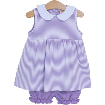 Smock Candy Charlotte Sleeveless Bloomer Set - Lavender Stripe