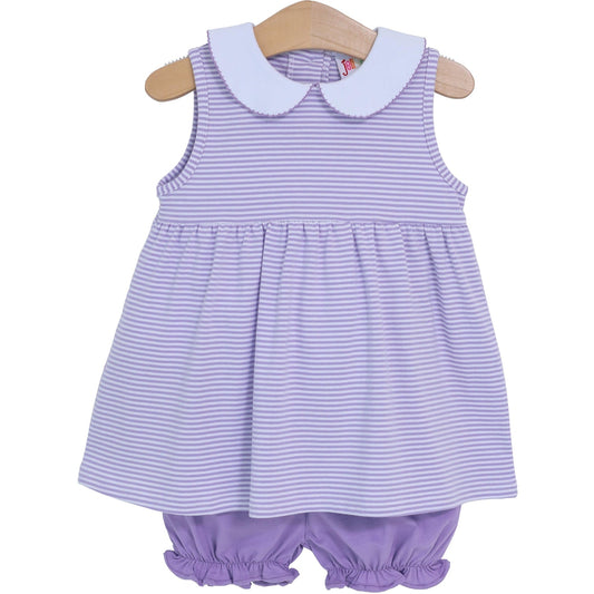 Smock Candy Charlotte Sleeveless Bloomer Set - Lavender Stripe