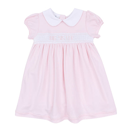 Magnolia Baby Big Sister Smocked Short Sleeve Dress - Pink