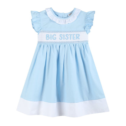 Lil Cactus Blue Big Sister Smocked Dress