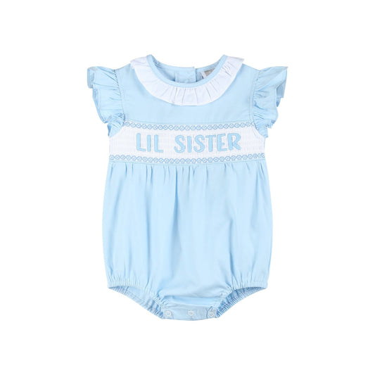 Lil Cactus Blue Lil Sister Smocked Romper