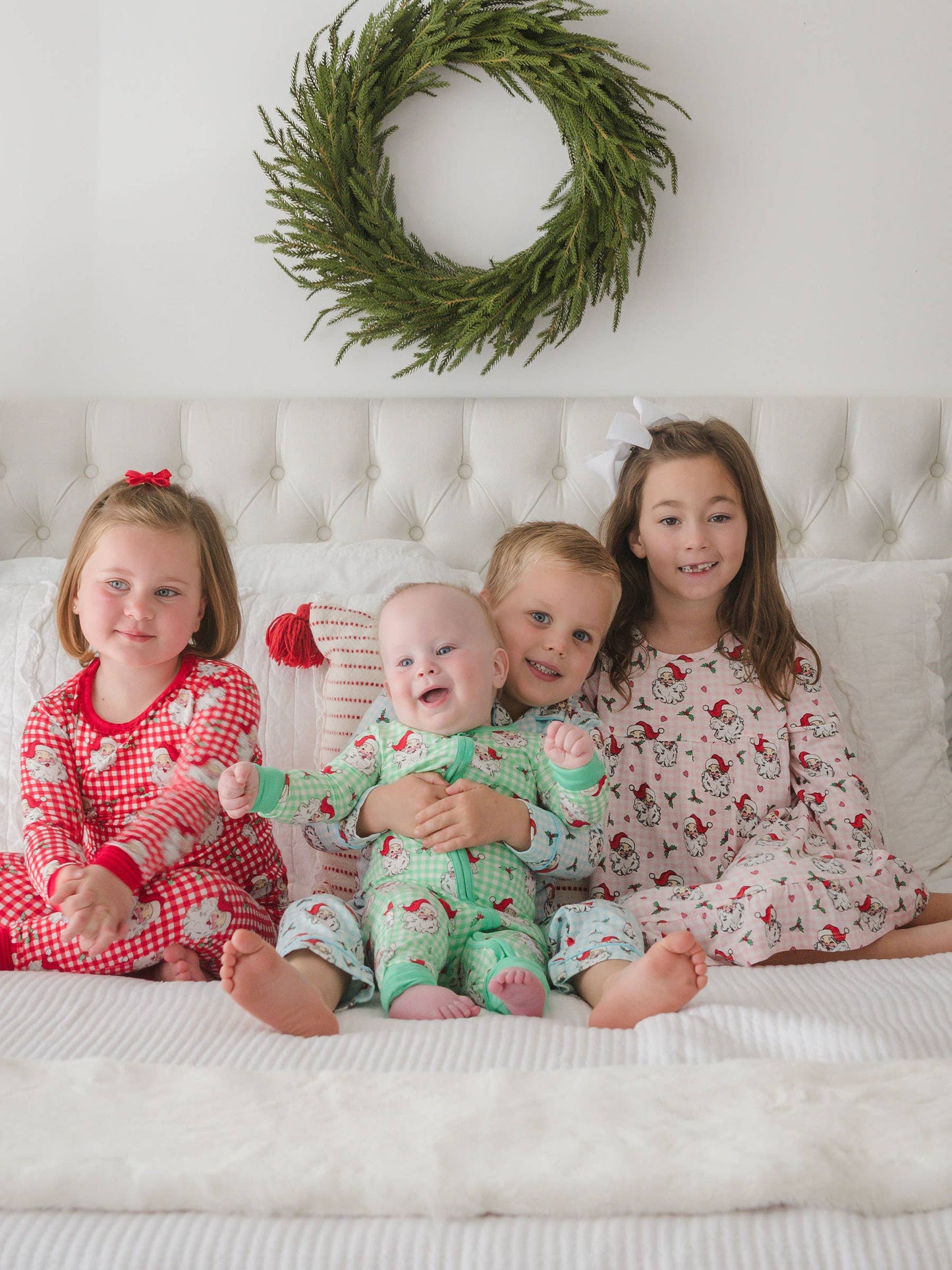 RuffleButts + RuggedButts - SoftSnooze™ Boys Blue Dear Santa Long Sleeve Button Up Pajama Set