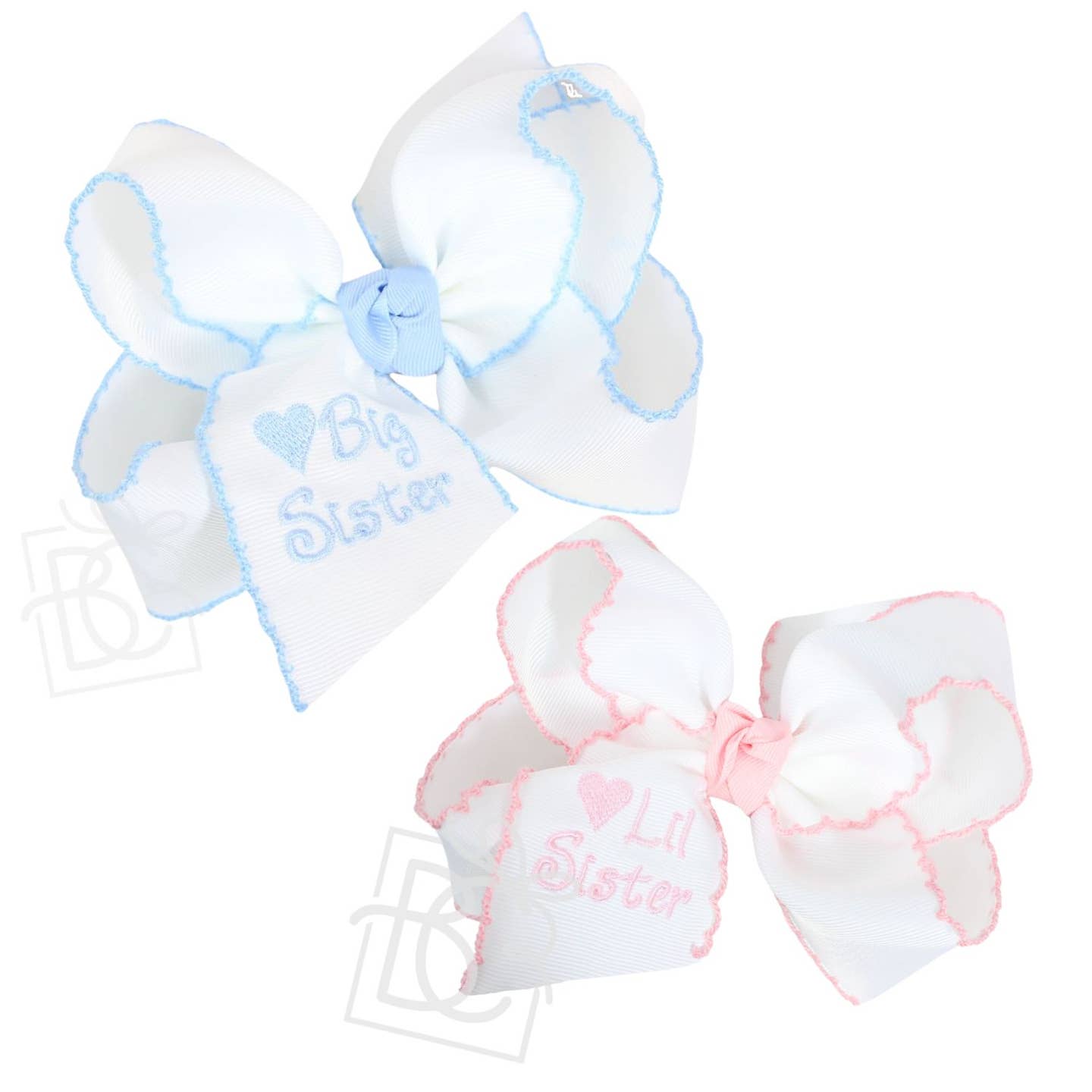 Beyond Creations -Big Sister Bow with Crochet Trim on Clip (Color Options)