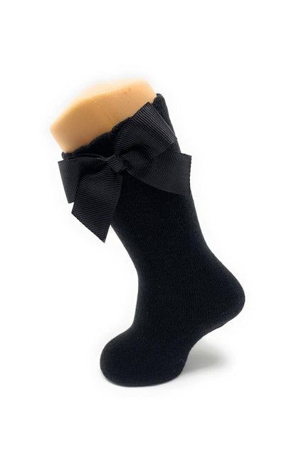 Carlomagno - Knee Socks With Gross Grain Side Bow