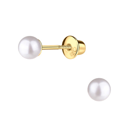 Cherished Moments - 14K Gold-Plated White Pearl Earrings with Screw Backs