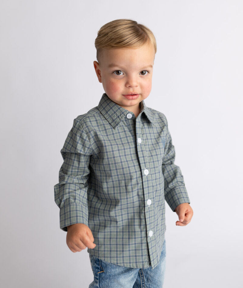 Millie Jay Boys Button Down - Green Plaid