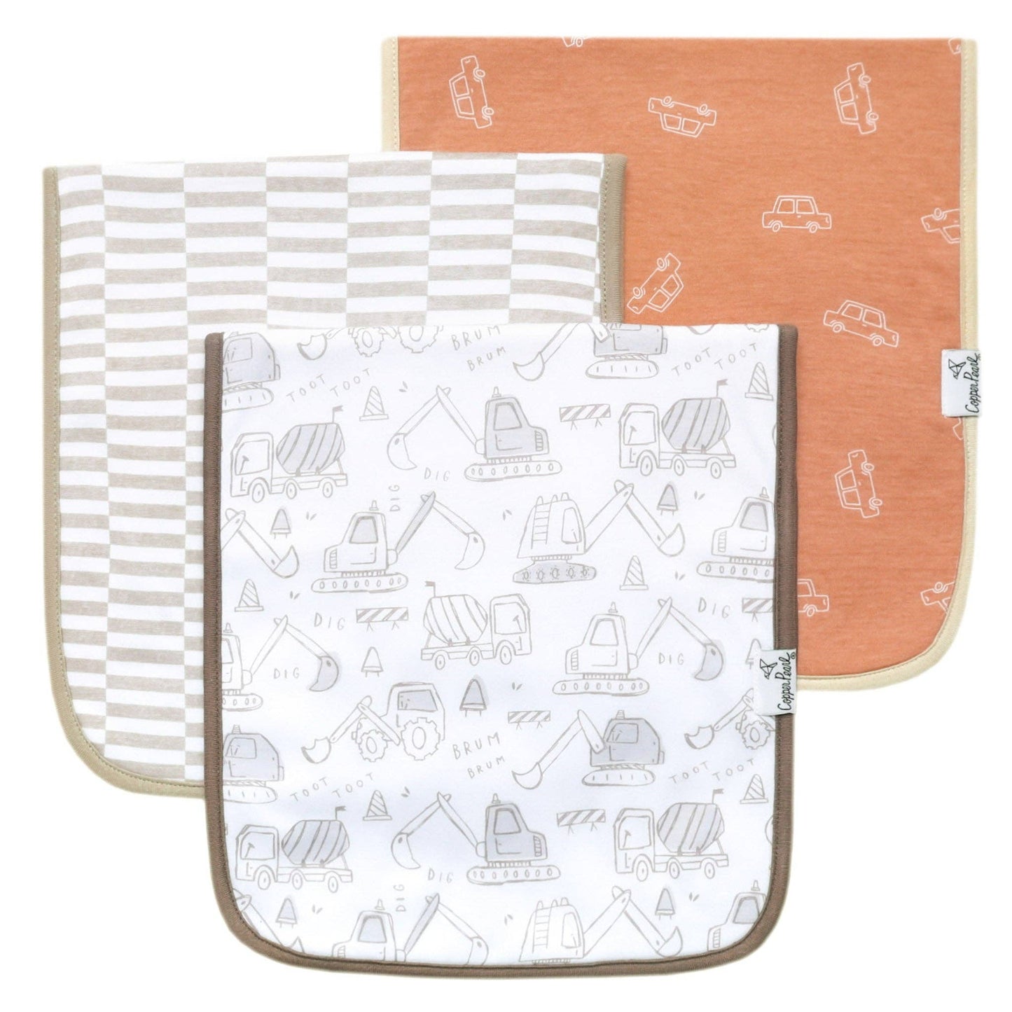 Copper Pearl - 3 Pack Premium Burp Cloths - Gage