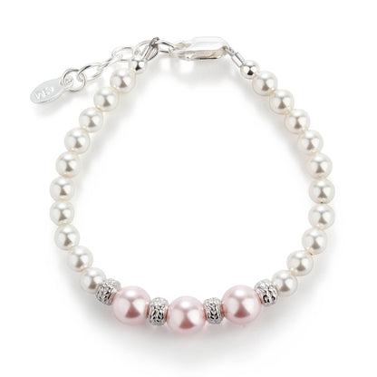 Cherished Moments - Kids Sterling Silver Pink/White Pearl Bracelet Baby Gift