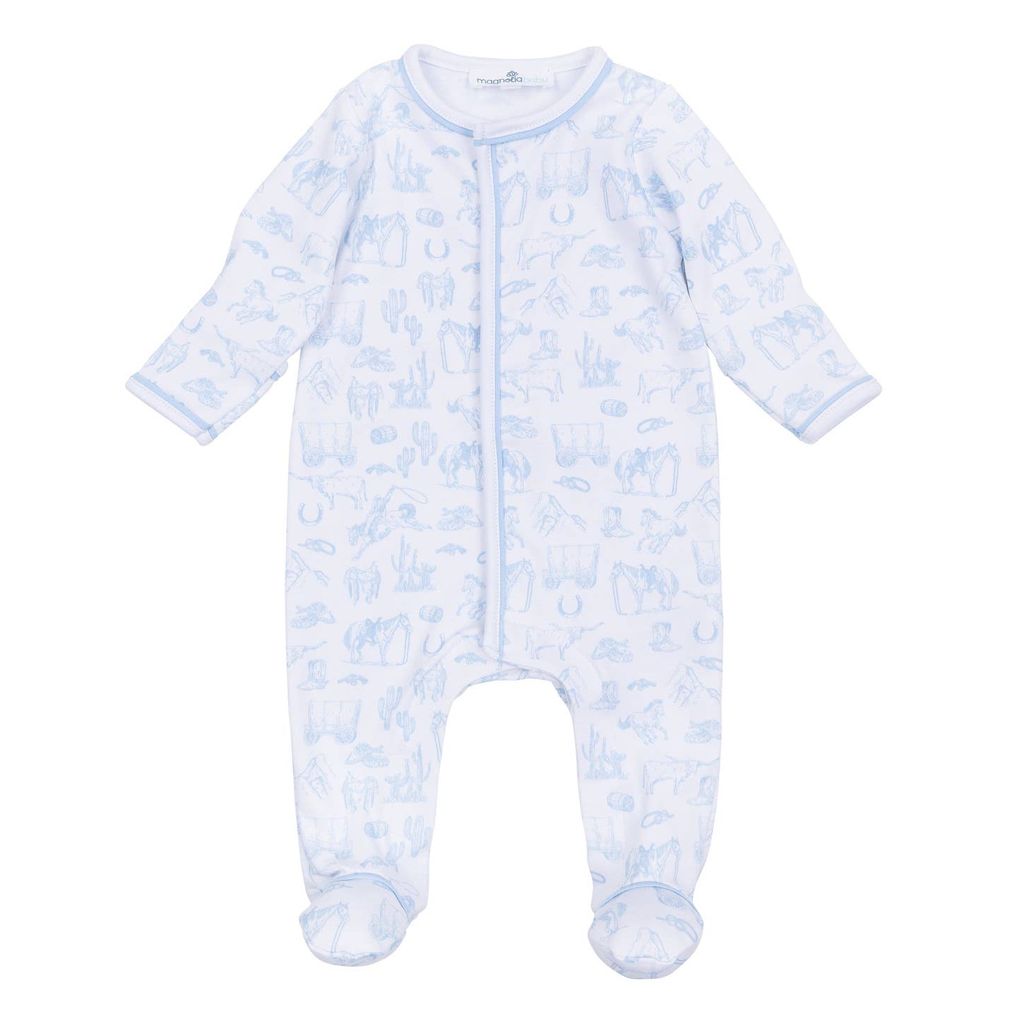 Magnolia Baby - Wild West Toile Footie - Light Blue