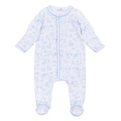 Magnolia Baby - Wild West Toile Footie - Light Blue