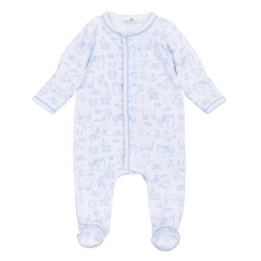 Magnolia Baby - Wild West Toile Footie - Light Blue