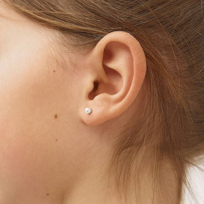 In Season Jewelry - Classic Pearl 3-5mm Toddler Kids Earrings - Sterling Silver