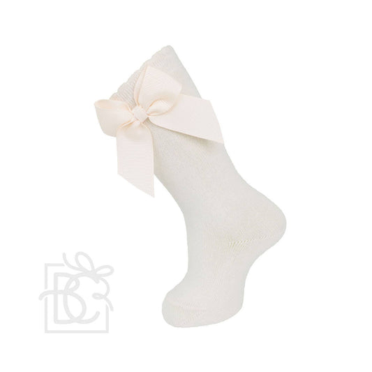 Carlomagno - Knee Socks With Gross Grain Side Bow