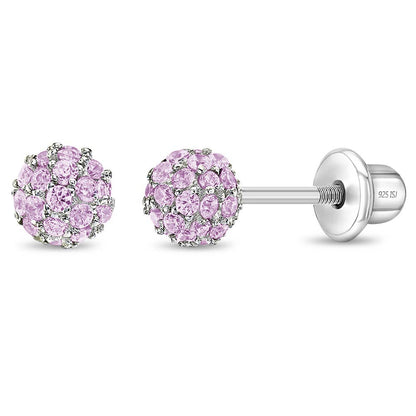 In Season Jewelry - CZ Ball 4mm Baby / Toddler / Kids Earrings - Sterling Silver
