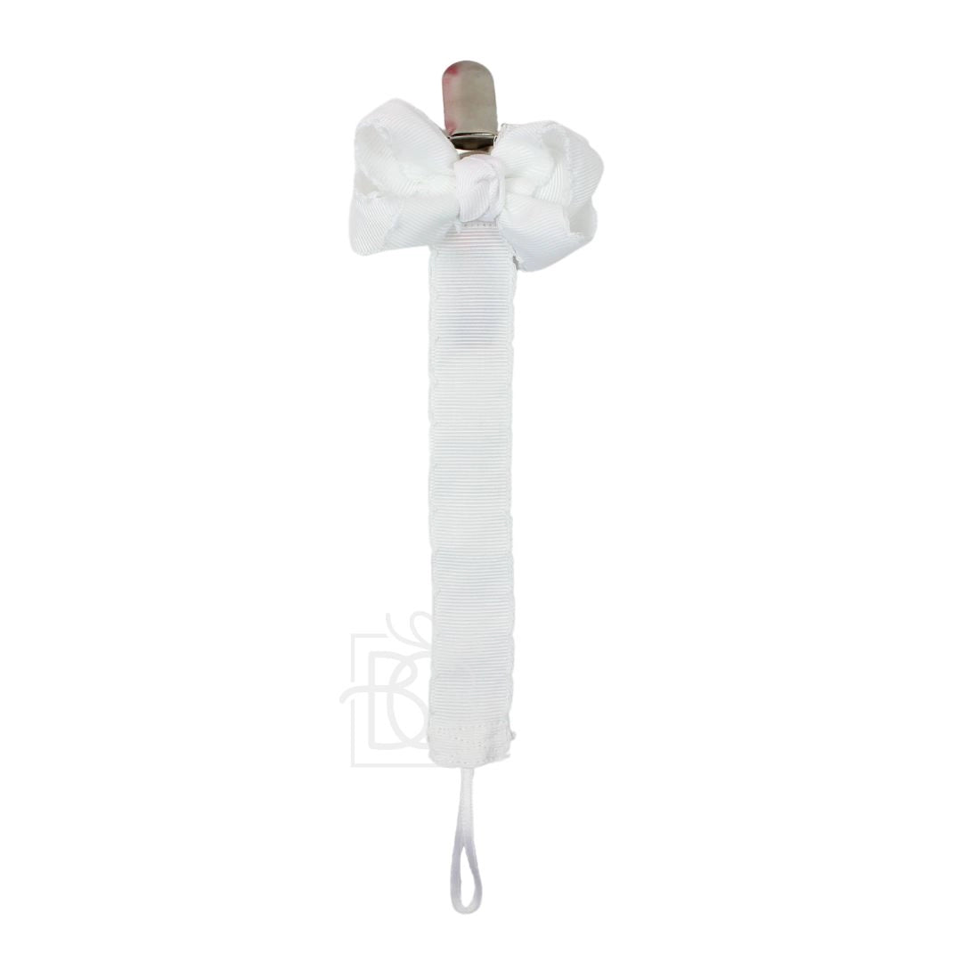 Crochet Edge Grosgrain Pacifier Clip w/ Detachable Bow