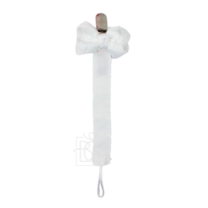 Crochet Edge Grosgrain Pacifier Clip w/ Detachable Bow