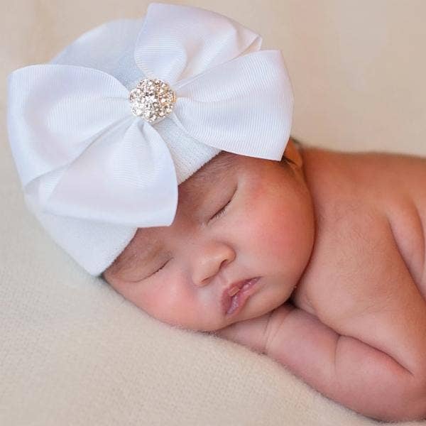 www.ilybean.com - Pink, Yellow or White Bella Bow with Rhinestone Center Hat