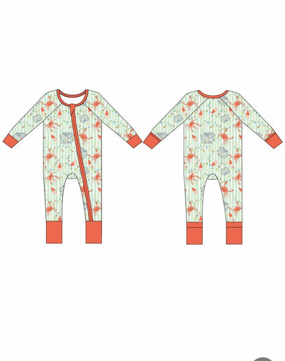 Sweet Bay Clothing - Crab Trap Christmas Zipper Onesie