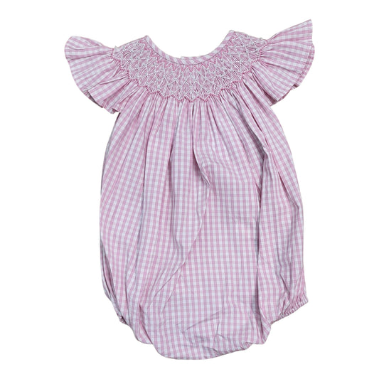 Paris Pearl Pink Gingham Smocked Bubble