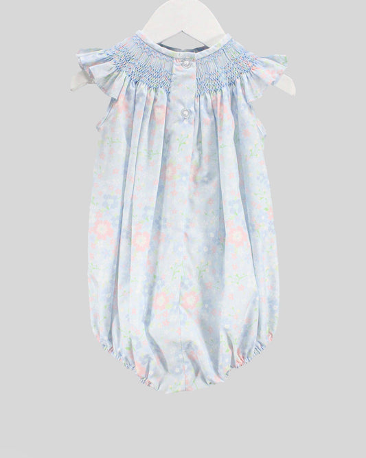 Baby Blessings Clothing - Light Blue Garden Print Gia Bubble