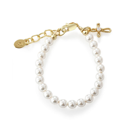 Cherished Moments - Kids14K Gold-Plated Baptism Cross Bracelet or Communion Gift