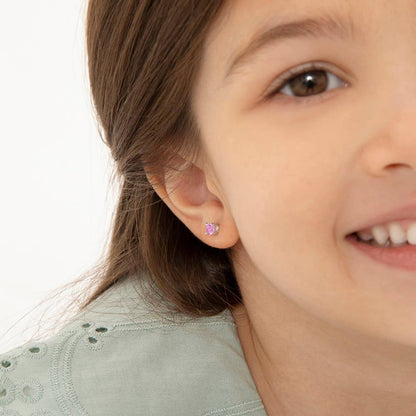 In Season Jewelry - Round Solitaire 4mm Toddler Kids Earrings - Sterling Silver