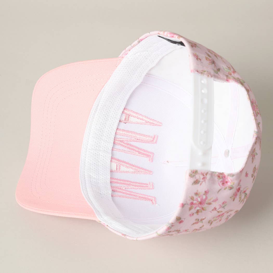Fashion City - MAMA Embroidered Flower PatternTrucker Hat