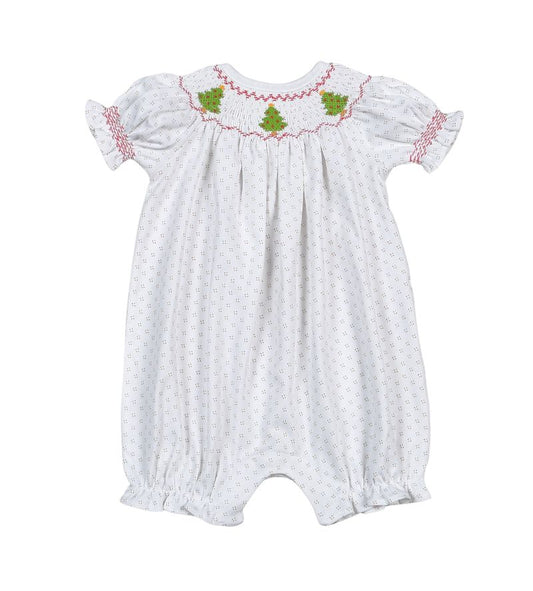 Baby Loren Christmas Trees Hand Smock Pima Bishop Bubble