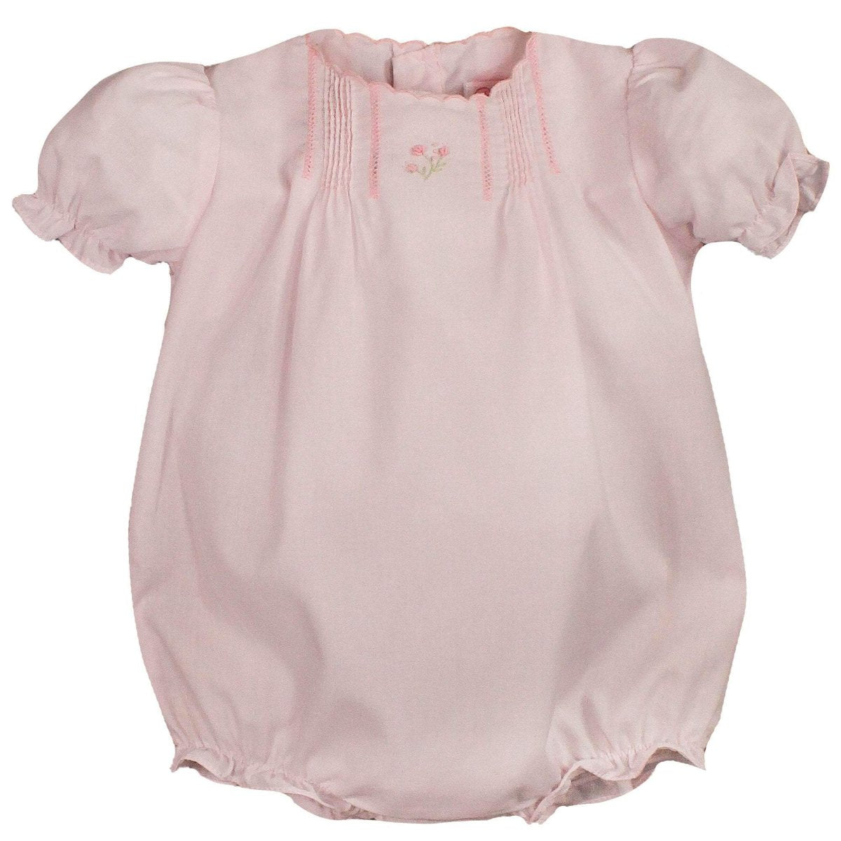 Petit Ami Light Pink Embroidered Bubble with Scalloped Neckline