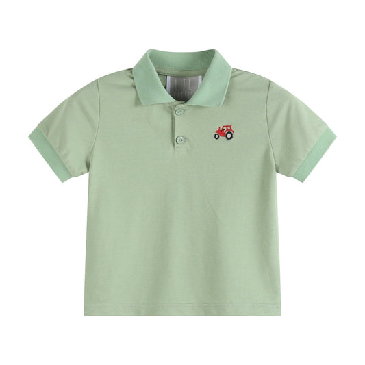 Lil Cactus Green Tractor Golf Polo Shirt