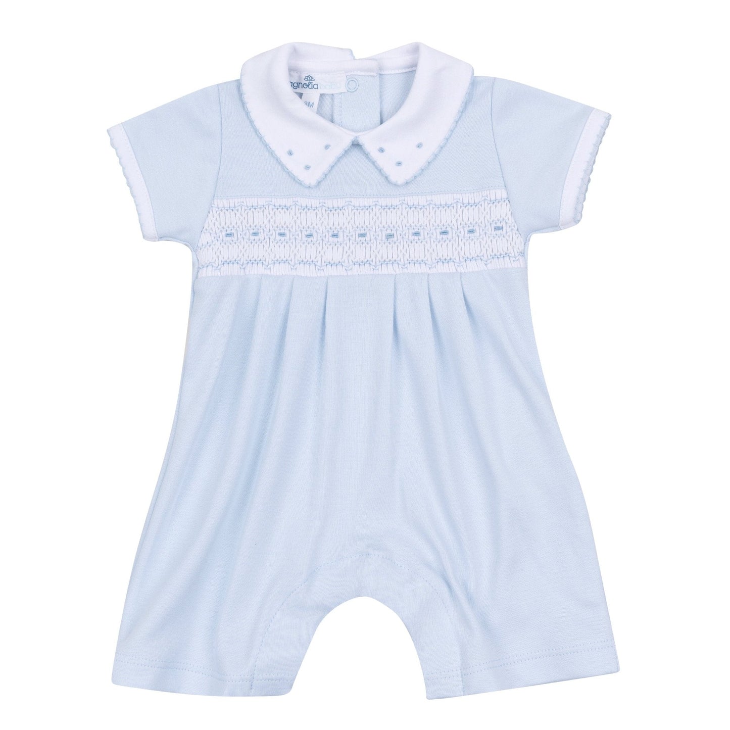 Magnolia Baby Landry Smocked Short Playsuit - Light Blue