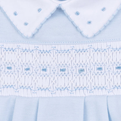 Magnolia Baby Landry Smocked Short Playsuit - Light Blue