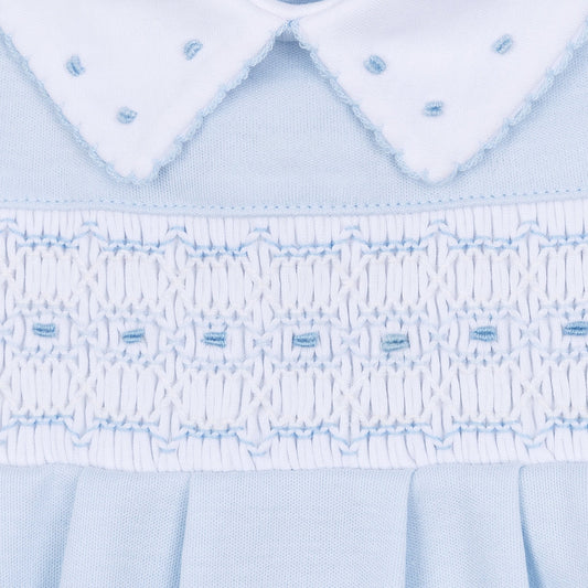 Magnolia Baby Landry Smocked Short Playsuit - Light Blue