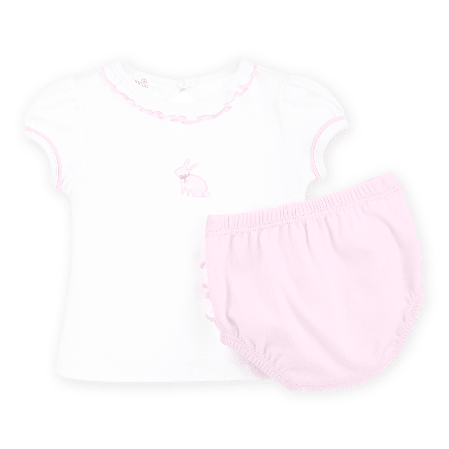 Magnolia Baby Leaping Bunnies Ruffle Diaper Cover Set - Pink
