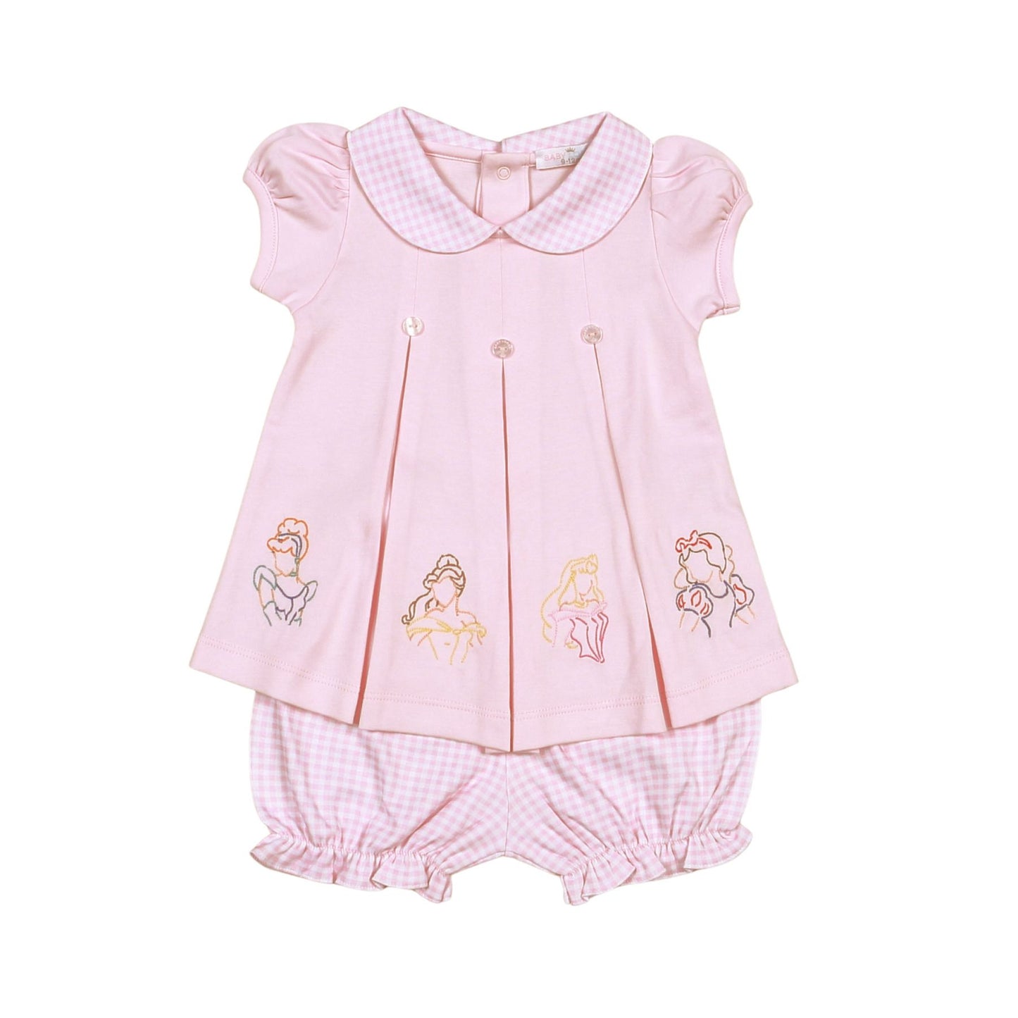 Baby Loren Pink Royal and Charm Pima Scallop Collar Bloomer Set