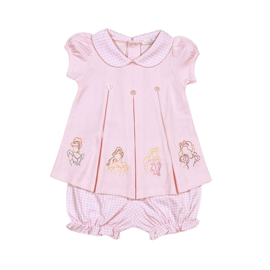Baby Loren Pink Royal and Charm Pima Scallop Collar Bloomer Set