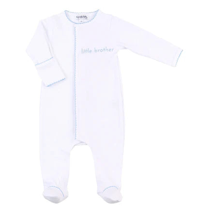 Magnolia Baby Little Brother Embroidered Footie Blue