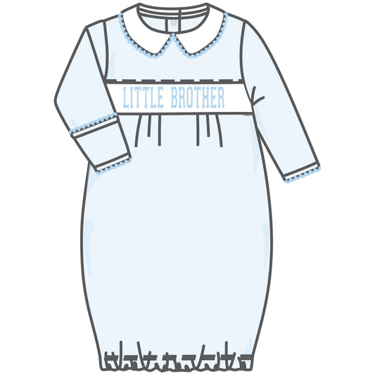 Magnolia Baby Little Brother Smocked Pleated Gown