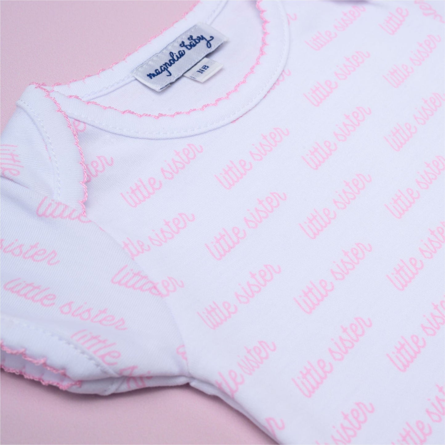 Magnolia Baby Little Sister Print Short Sleeve Bodysuit