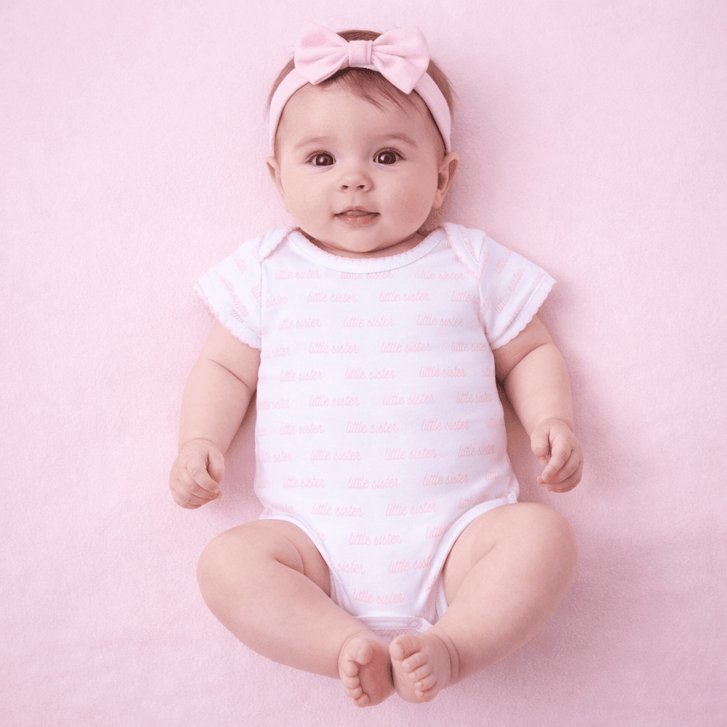Magnolia Baby Little Sister Print Short Sleeve Bodysuit