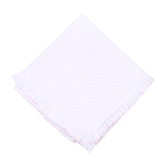 Mini Dots Ruffle Receiving Blanket - Pink