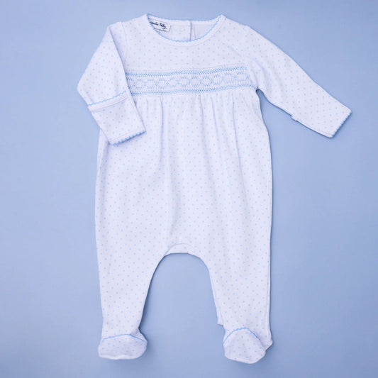 Magnolia Baby Mini Dots Smocked Footie - Light Blue