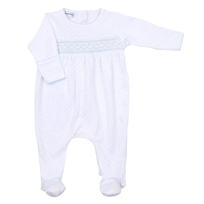 Magnolia Baby Mini Dots Smocked Footie - Light Blue